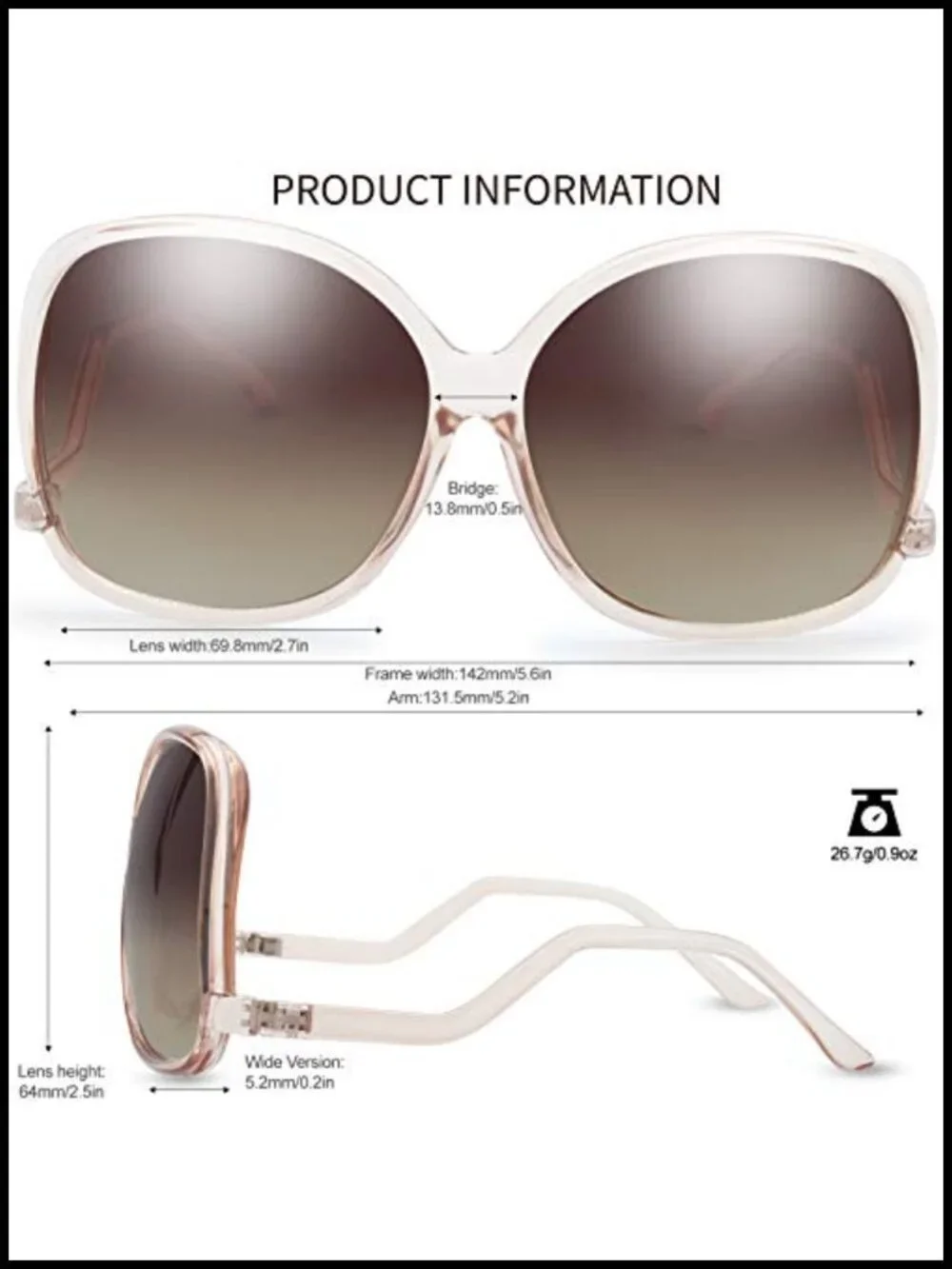Oversized Cat Eye Hybrid Butterfly Sunglasses UVA UVB Protection